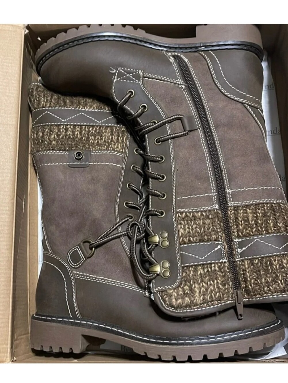 Bjorndal Crunchie Sherpa Lined High Boot Full Zip Taupe Womens Size 10 340016